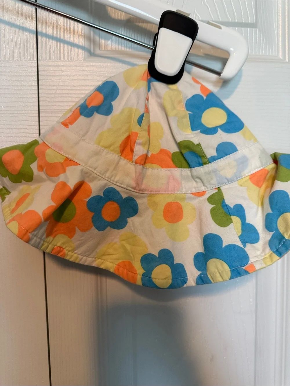 Life Is Good Kids Floral Sun Hat - Cream with Blue, Orange & Green Flowers
